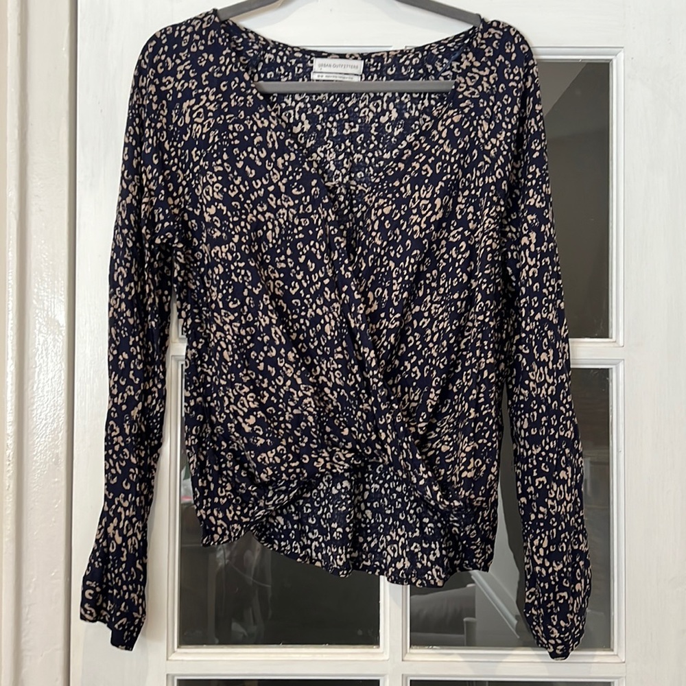 Urban Outfitters Animal Print Wrap Front Top